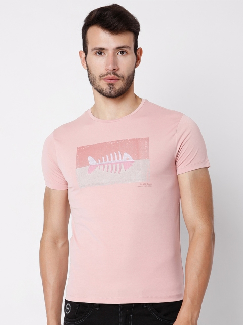 

Rex Straut Jeans Men Pink Typography Printed Slim Fit T-shirt