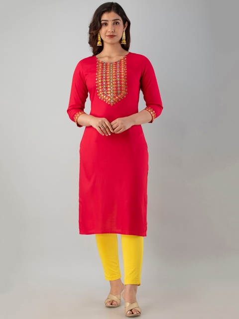 

CKM Women Pink Yoke Design Thread Work Kurta
