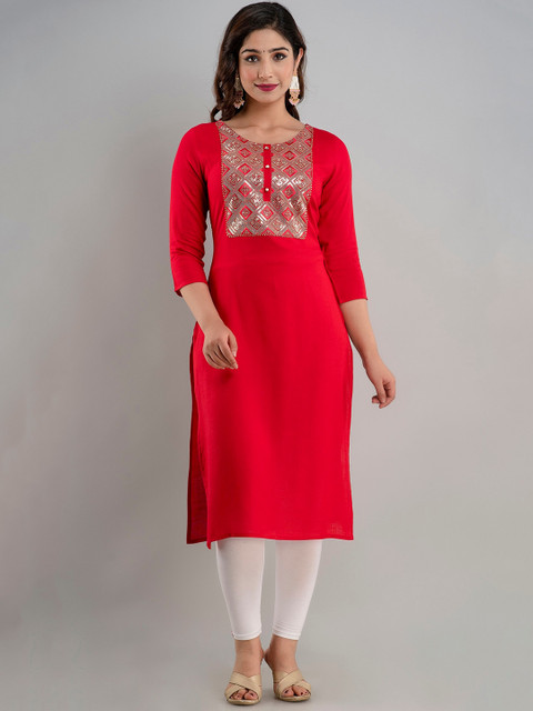 

CKM Women Pink Yoke Design Thread Work Kurta