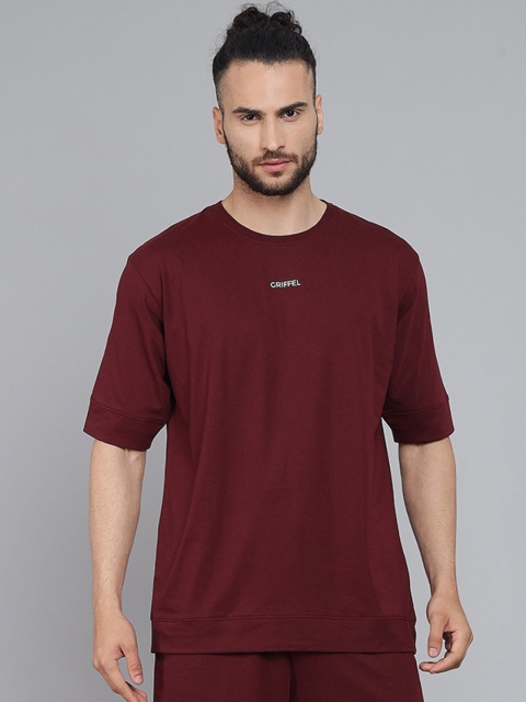 

GRIFFEL Men Maroon Loose T-shirt