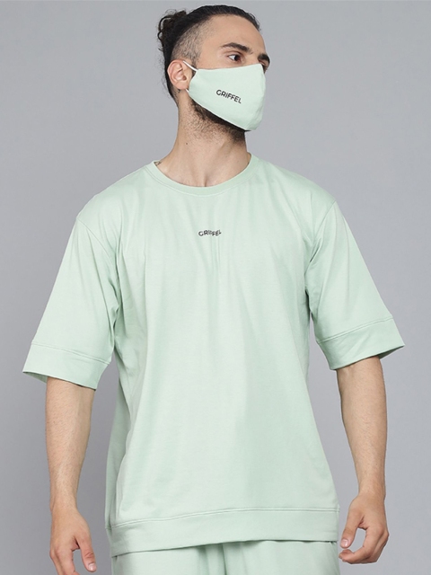 

GRIFFEL Men Sea Green Loose Fit T-shirt