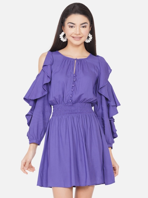

DIVA WALK EXCLUSIVE Navy Blue Tie-Up Neck Dress