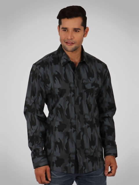 

SHIRT THEORY Men Black Comfort Printed Casual Shirt