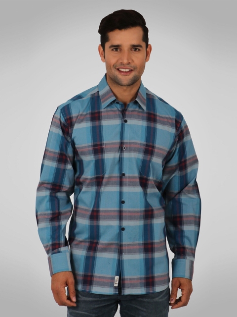 

SHIRT THEORY Men Red & Blue Comfort Tartan Checks Checked Casual Shirt, Multi