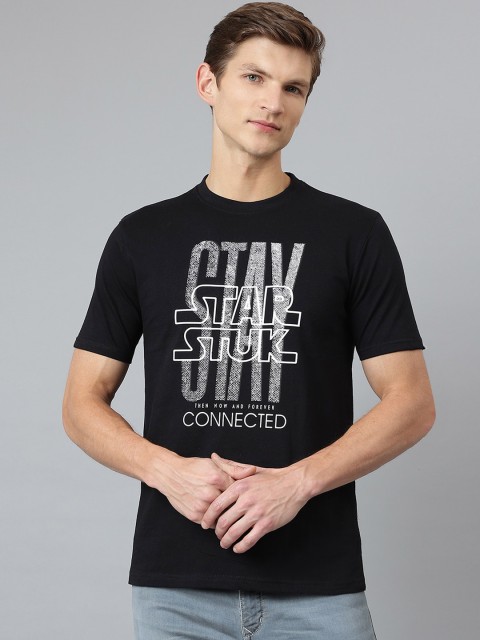 

Richlook Men Black Typography Printed T-shirt