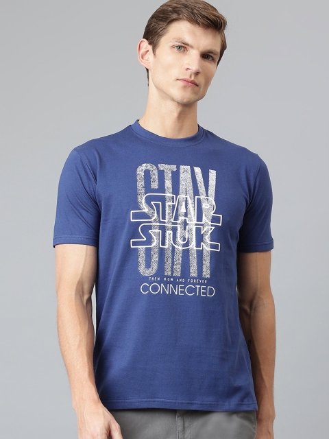 

Richlook Men Navy Blue Typography Printed T-shirt