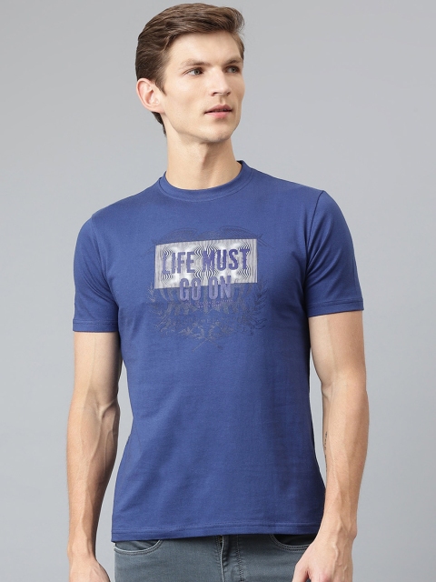 

Richlook Men Navy Blue Typography Printed Round Neck T-shirt