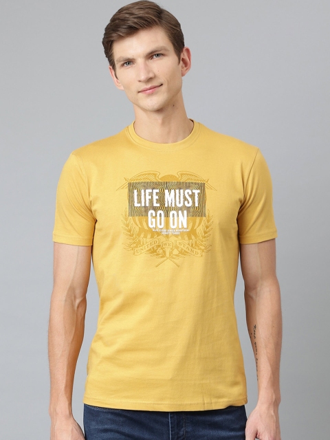 

Richlook Men Mustard Yellow Typography Printed T-shirt