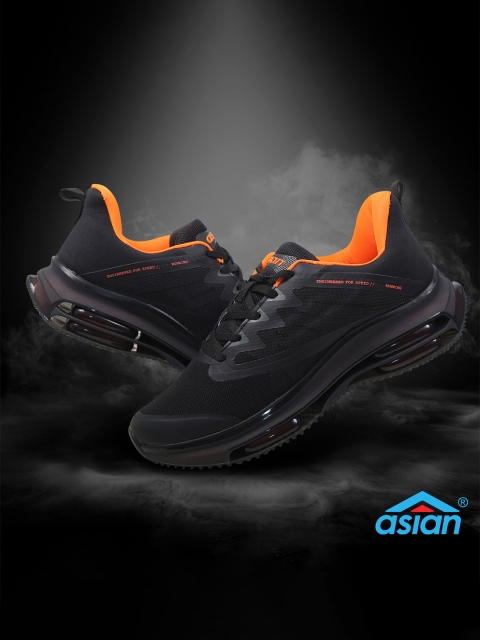 

ASIAN Men Black Mesh Running Non-Marking Shoes