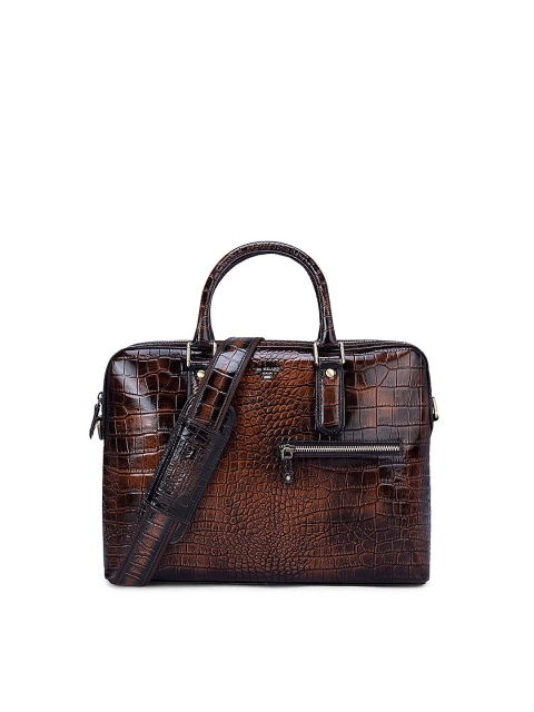

Da Milano Men Brown Textured Leather Laptop Bag