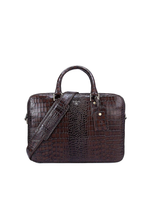 

Da Milano Men Brown Textured 15 Inch Leather Laptop Bag