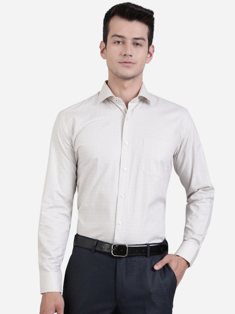

JADE BLUE Men Beige Checked Formal Shirt