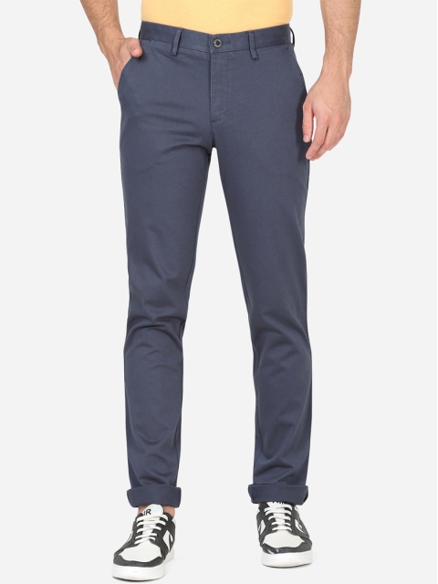 

JADE BLUE Men Blue Slim Fit Wrinkle Free Casual Trousers