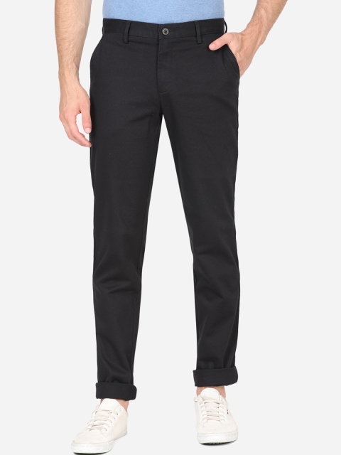 

JADE BLUE Men Black Slim Fit Wrinkle Free Casual Trousers