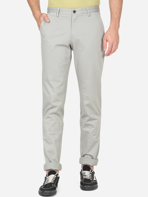 

JADE BLUE Men Grey Slim Fit Wrinkle Free Casual Trousers