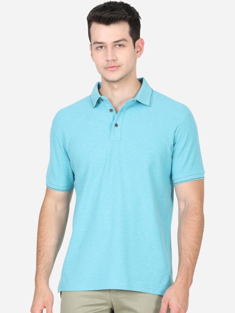 

JADE BLUE Men Blue Polo Collar Slim Fit T-shirt
