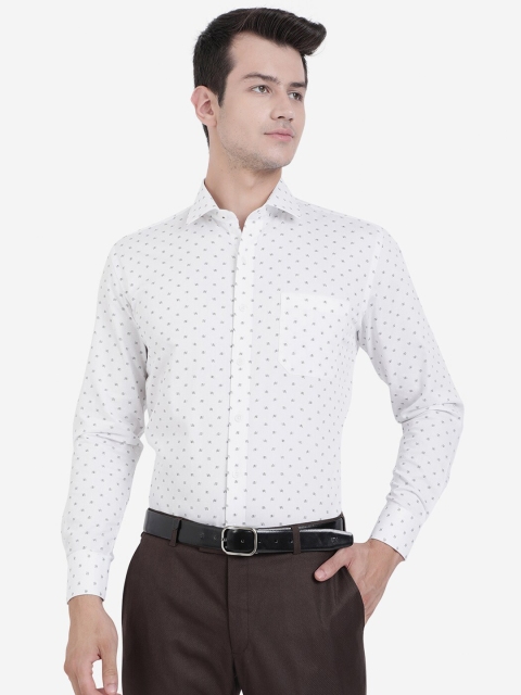 

JADE BLUE Men White Printed Formal Shirt