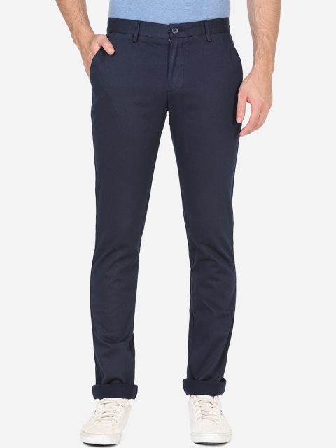 

Greenfibre Men Blue Slim Fit Wrinkle Free Casual Trousers