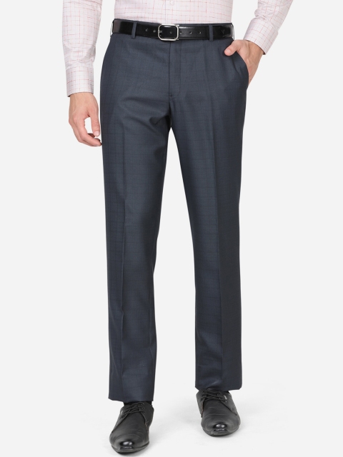 

Greenfibre Men Blue Wrinkle Free Trousers