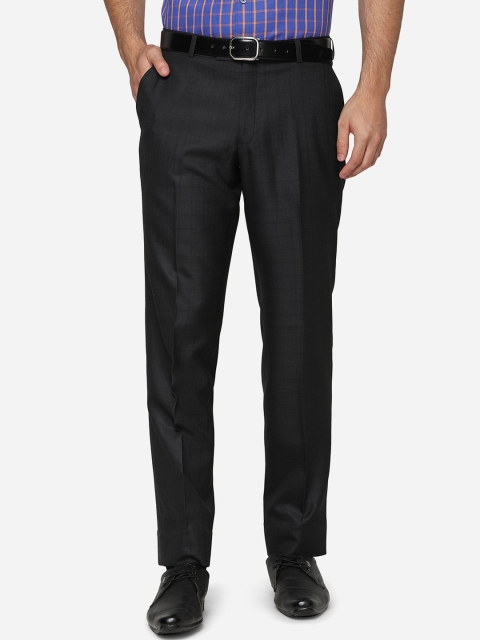 

Greenfibre Men Black Wrinkle Free Formal Trousers
