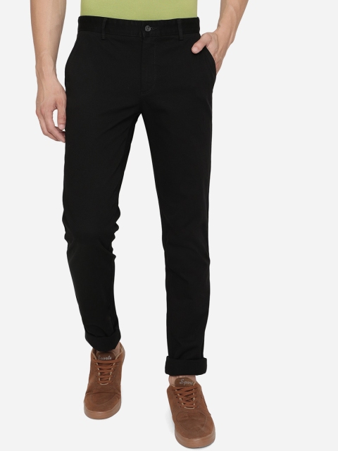 

Greenfibre Men Black Slim Fit Wrinkle Free Pure Cotton Casual Trousers