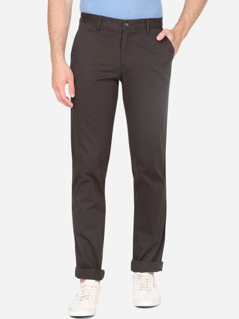 

Greenfibre Men Olive Green Slim Fit Wrinkle Free Pure Cotton Trousers