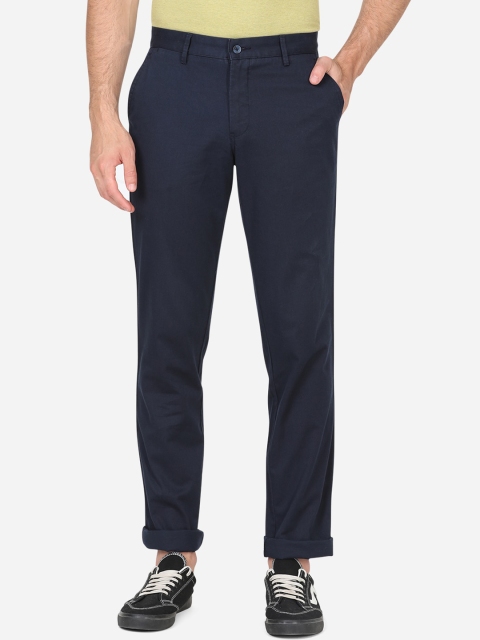 

Greenfibre Men Blue Slim Fit Pure Cotton Wrinkle Free Trousers