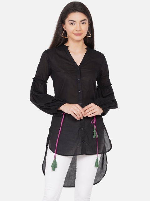 

DIVA WALK EXCLUSIVE Black Mandarin Collar High-Low Longline Top