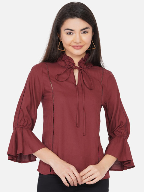 

DIVA WALK EXCLUSIVE Purple Tie-Up Neck Top