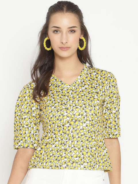 

Twenty3 Yellow Floral Print Crepe Top