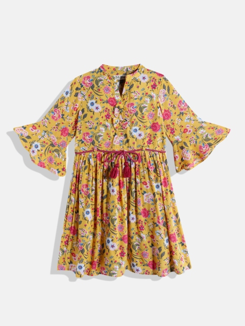 

Bella Moda Yellow & White Floral Pure Cotton Dress
