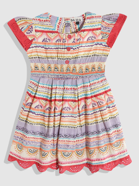 

Bella Moda Beige & Red Printed Pure Cotton Dress