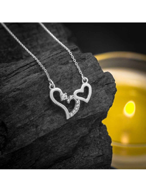 

ANAYARA Silver-Toned 925 Sterling Silver Heart Pendant with Link Chain