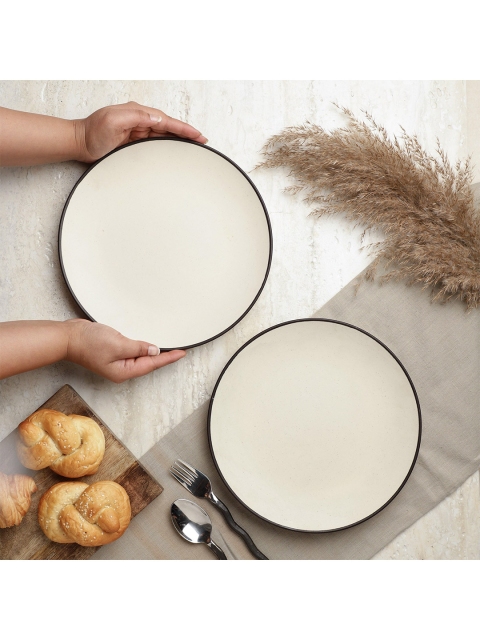 

The Decor Mart Off White & Black 2 Pieces Ceramic Glossy Plates