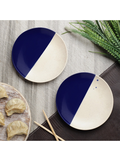 

The Decor Mart Blue & White 2 Pieces Printed Ceramic Glossy Plates