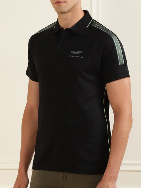 

HACKETT LONDON Men Black Polo Collar T-shirt