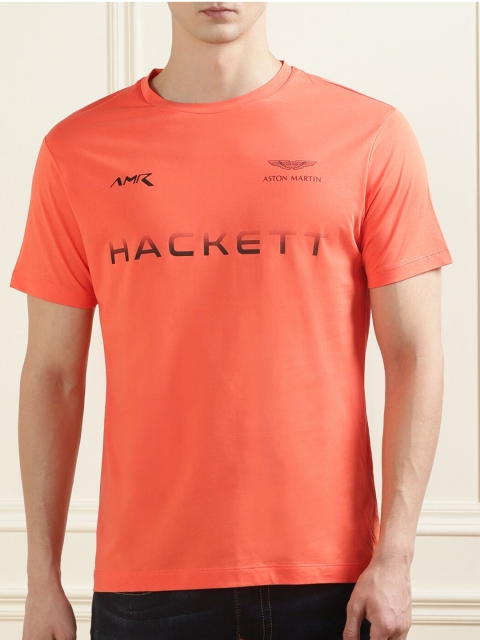

HACKETT LONDON Men Pink Typography Printed Applique T-shirt