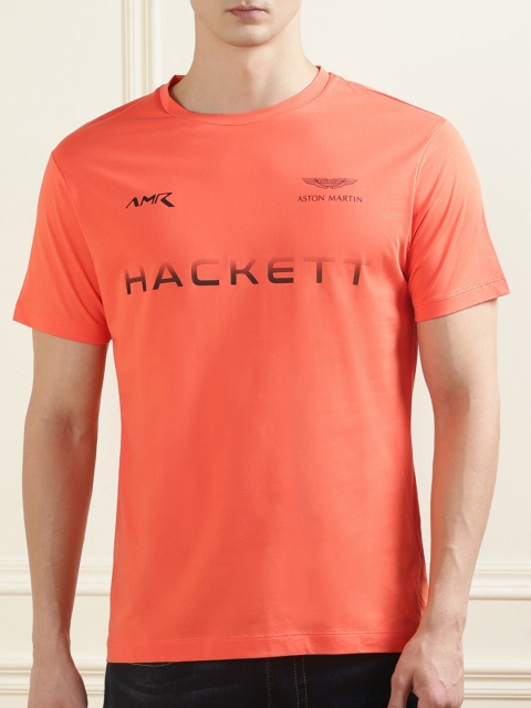 

HACKETT LONDON Men Pink Typography Printed Applique T-shirt