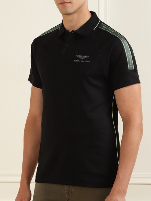 

HACKETT LONDON Men Black Polo Collar T-shirt