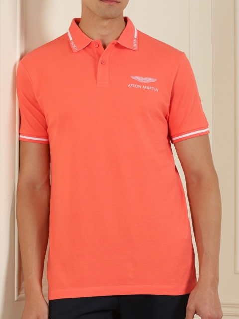 

HACKETT LONDON Men Orange Polo Collar Applique T-shirt