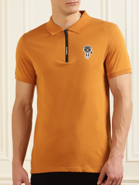 

Karl Lagerfeld Men Regular Fit Brown Polo Collar T-shirt