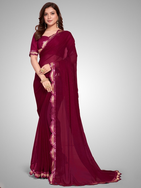 

Mitera Purple Embellished Sequinned Saree
