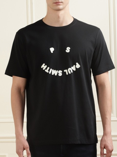 

PS By Paul Smith Men Black Typography Printed Organic Cotton T-shirt