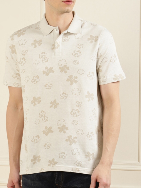 

Ted Baker Men Beige Floral Printed Polo Collar T-shirt