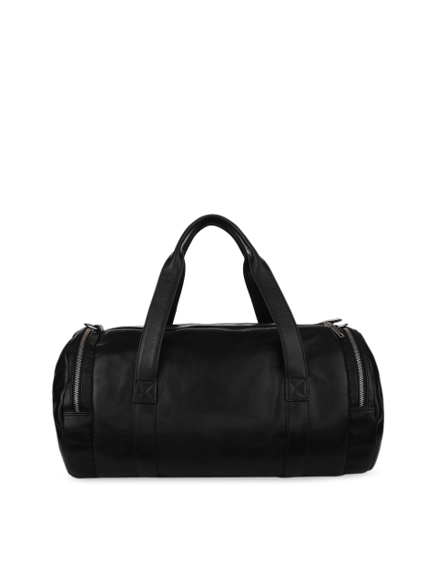 

PELLE LUXUR Black Solid Leather Duffel Bag