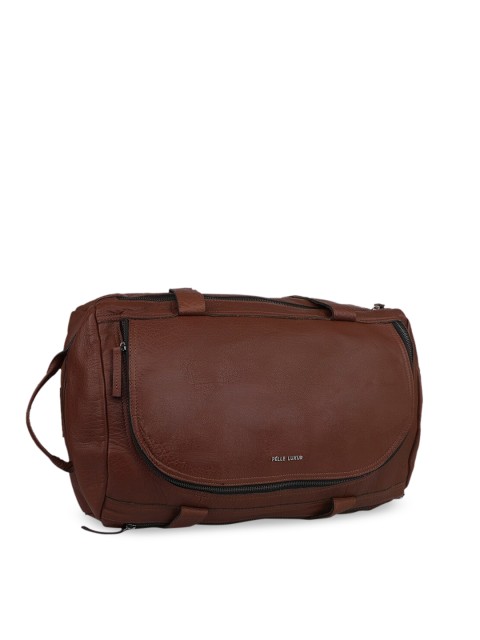 

PELLE LUXUR Brown Solid Leather Duffel Bag