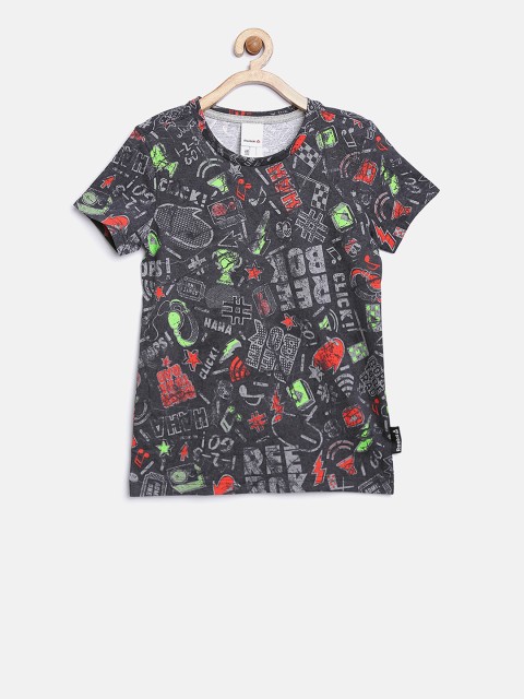 

Reebok Boys Charcoal Grey B K Printed Round Neck T-shirt