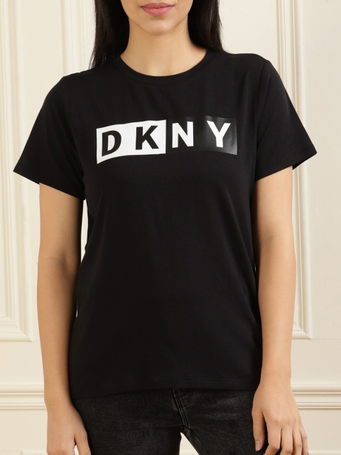 

DKNY Women Black Print Top