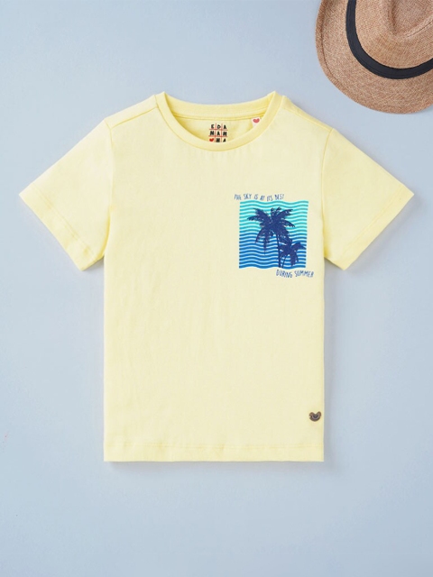 

Ed-a-Mamma Boys Yellow & Blue Printed T-shirt