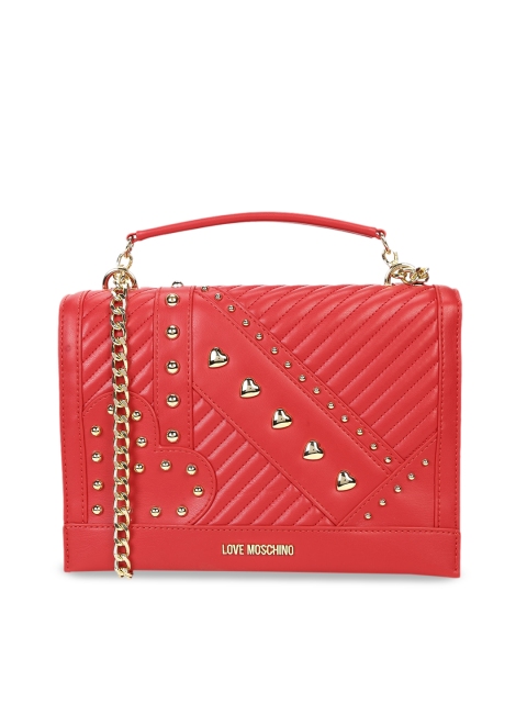 

LOVE MOSCHINO Women Swagger Red Embellished Leather Handheld bag